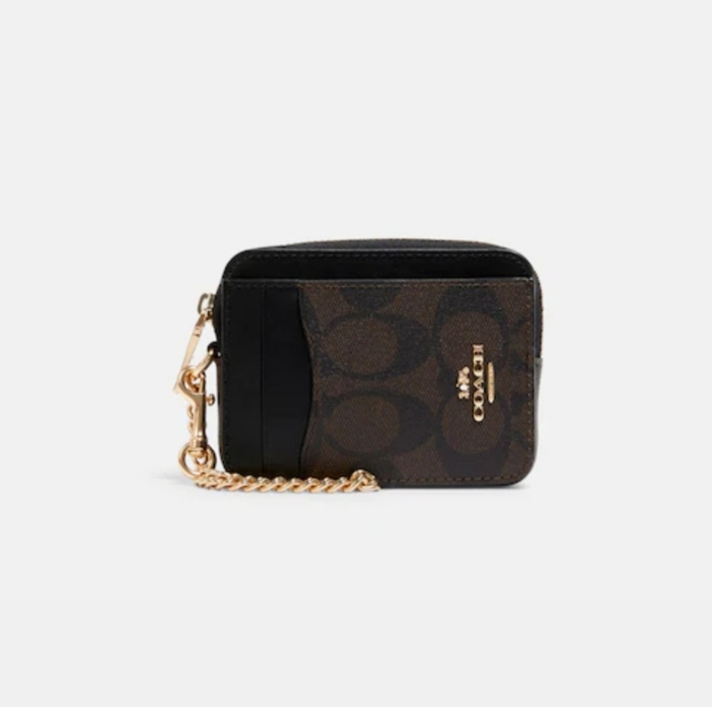 COACH Zip Card Case In Signature Canvas